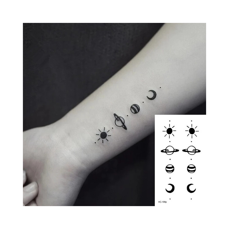 Tatouage temporaire du système solaire pour femme