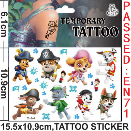 Tatouage temporaire pour enfants Pat Patrouille  lot 9 images