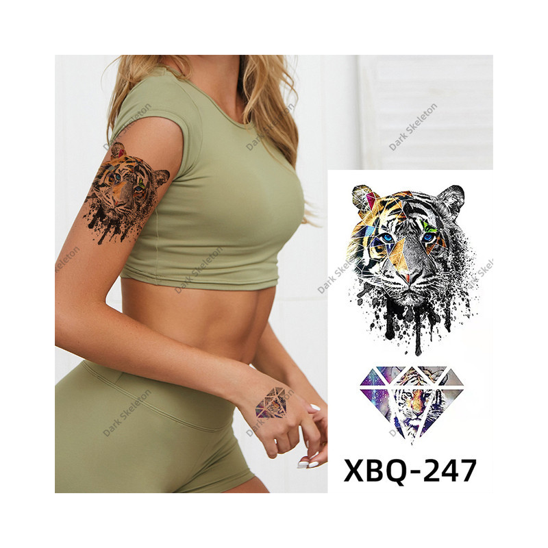 Tatouage temporaire femme tigre diamant