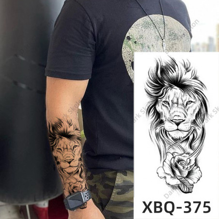 Tatouage temporaire Homme lion avec une rose